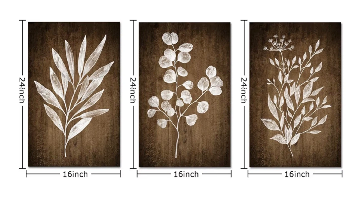 Rustic Botanical Wall Art Canvas- Set of 3 - photo 3