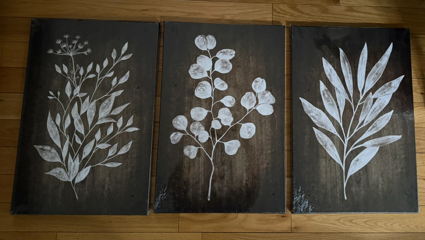 Rustic Botanical Wall Art Canvas- Set of 3