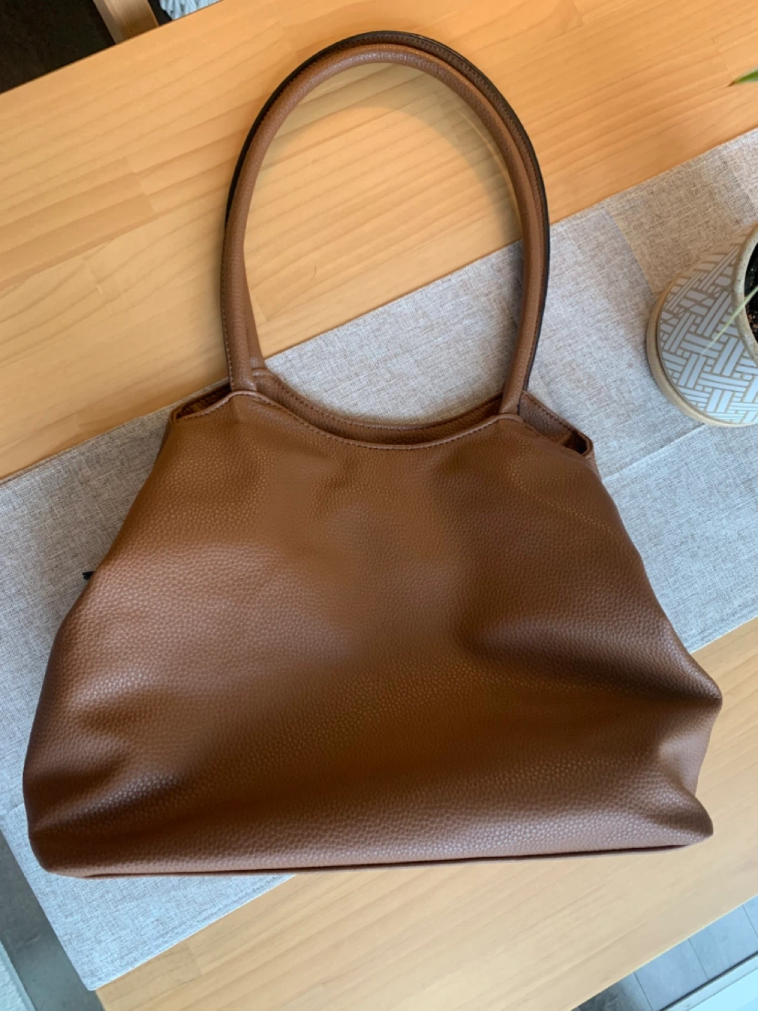 Brown Faux Leather Shoulder Bag - photo 2