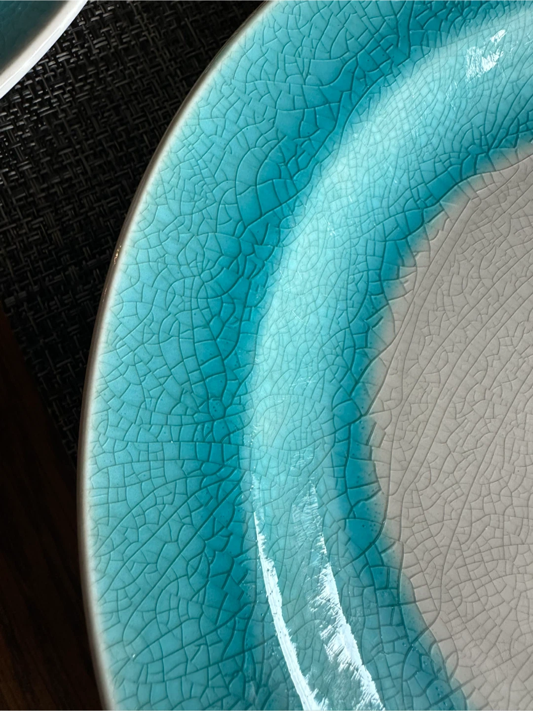 Set of 4 Ceramic mosaic Glazed dinner Plates -  aqua blue - photo 4