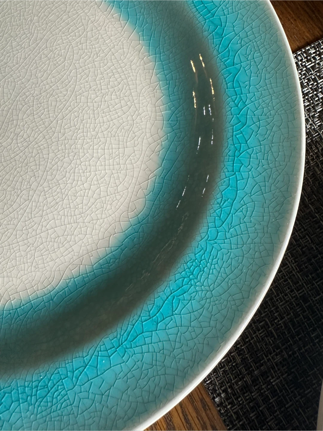 Set of 4 Ceramic mosaic Glazed dinner Plates -  aqua blue - photo 3