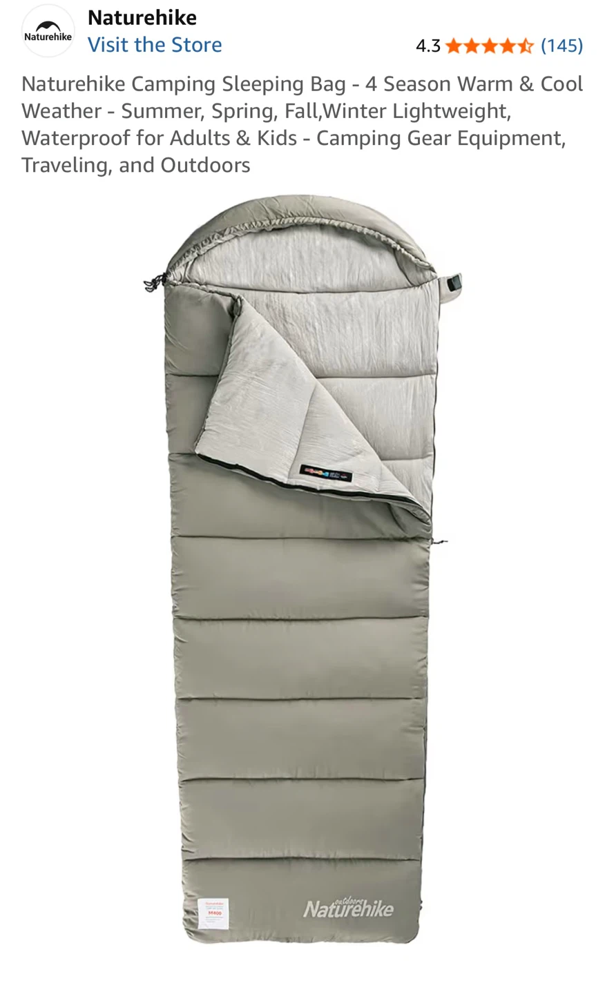 [Set of 2]Naturehike Camping Sleeping Bag - Gray, Khaki