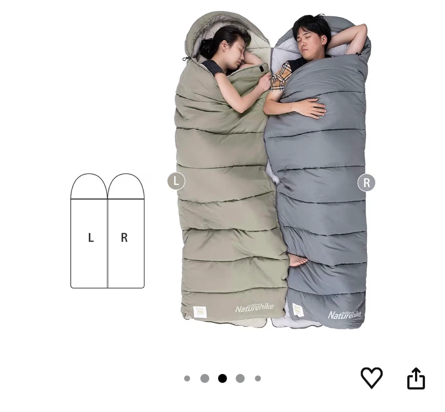 [Set of 2]Naturehike Camping Sleeping Bag - Gray, Khaki - photo 4