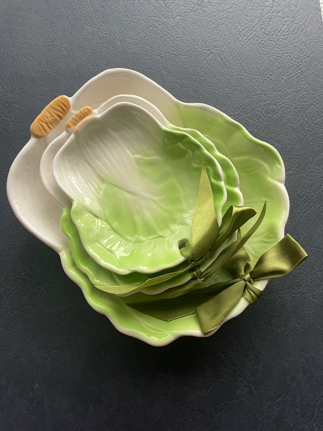 Ceramic Lettuce Leaf Serving Set - photo 2