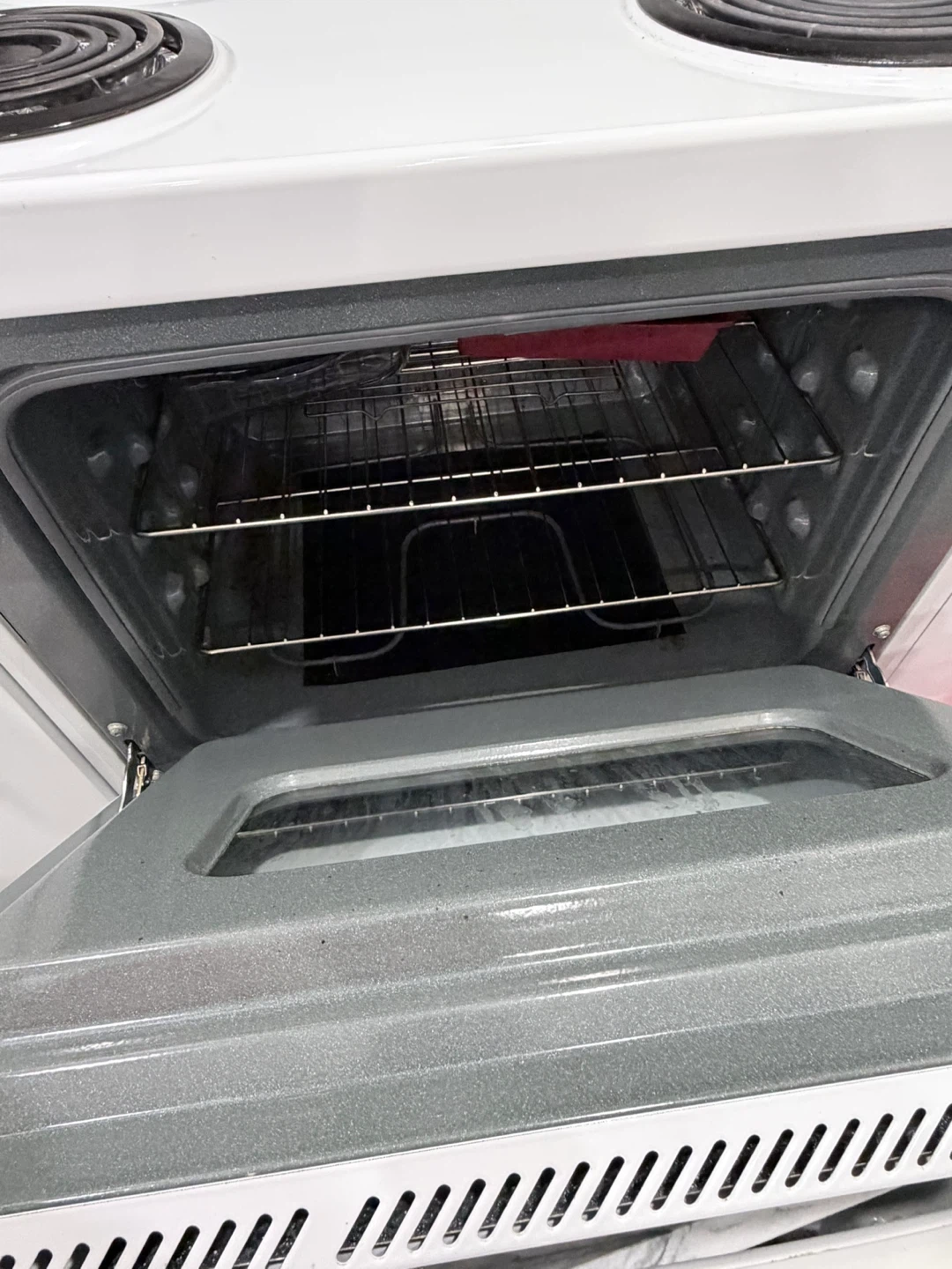 GE White Electric Coil Top Stove and Oven - photo 2