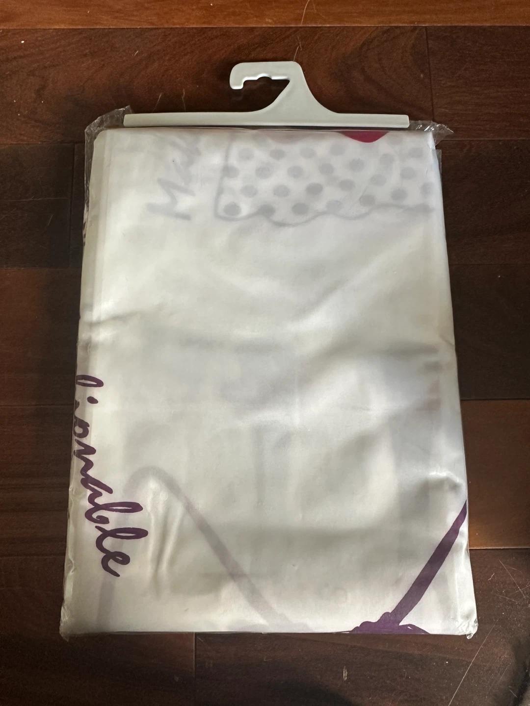 White Shower Curtain with Makeup and Dress Print