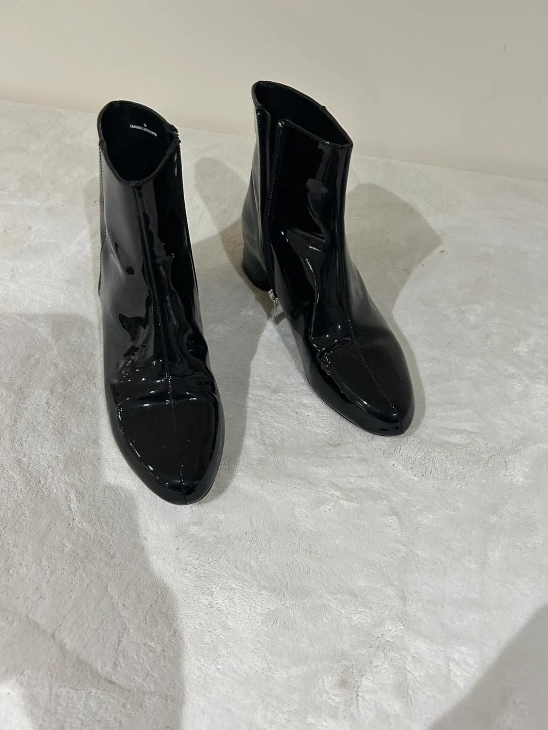 Leather Black Patent Ankle Boots - Size 36 - photo 4