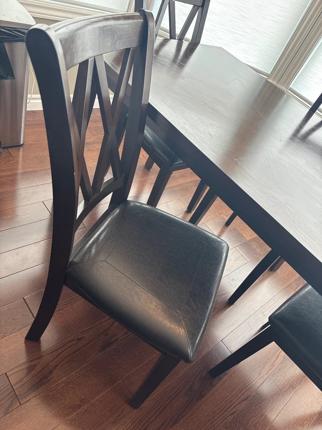 Dark Wood Dining Table Set with Padded Chairs - photo 2