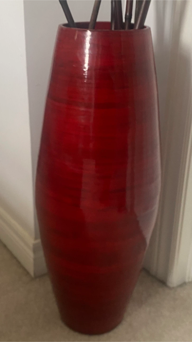 Large Red Decorative Vase with Branches - photo 2