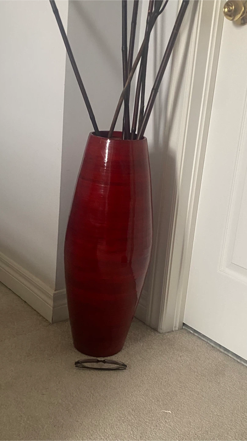 Large Red Decorative Vase with Branches - photo 3