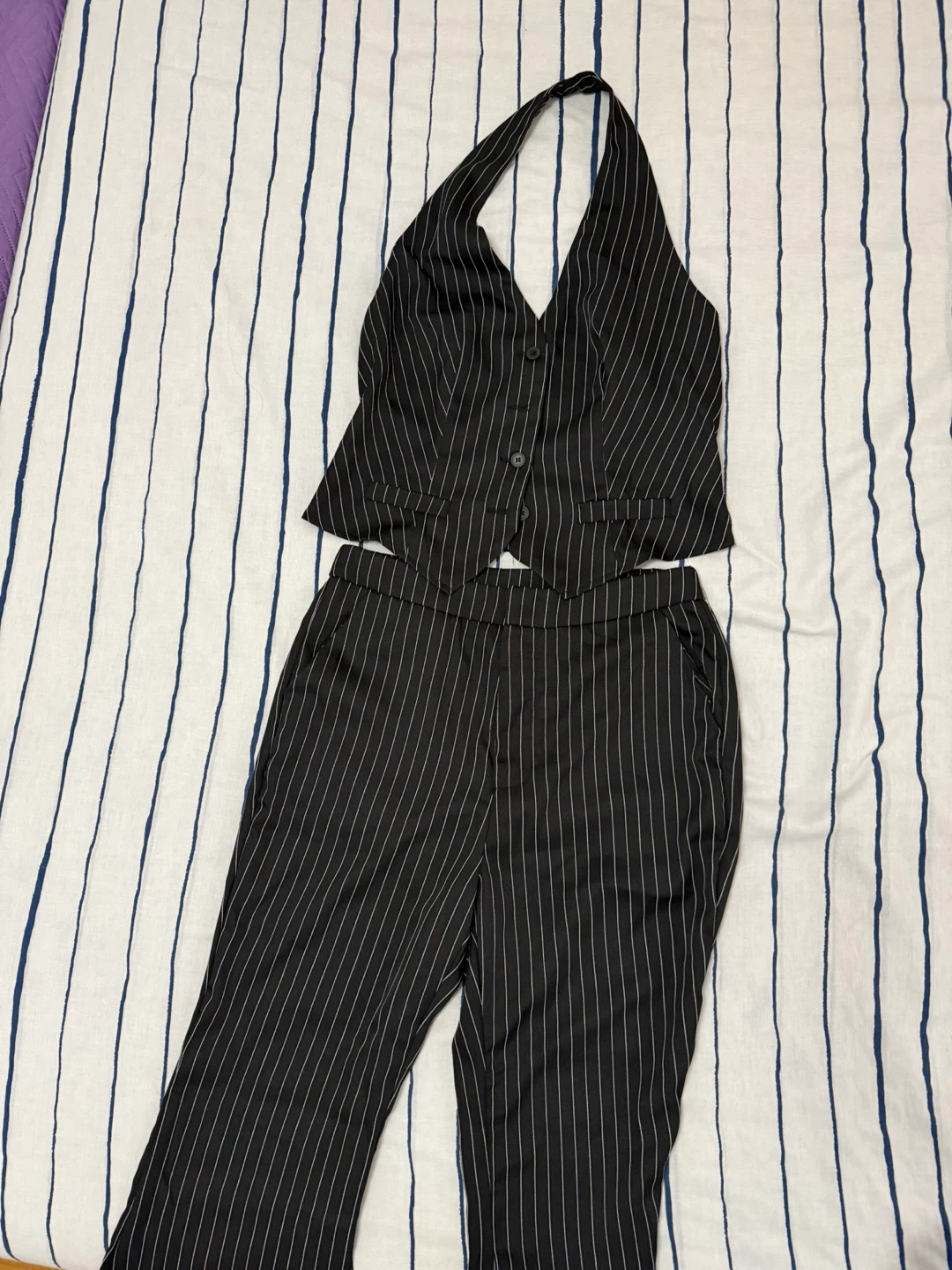 SHEIN Striped Halter Vest and Bell Bottom Pants Set - photo 5