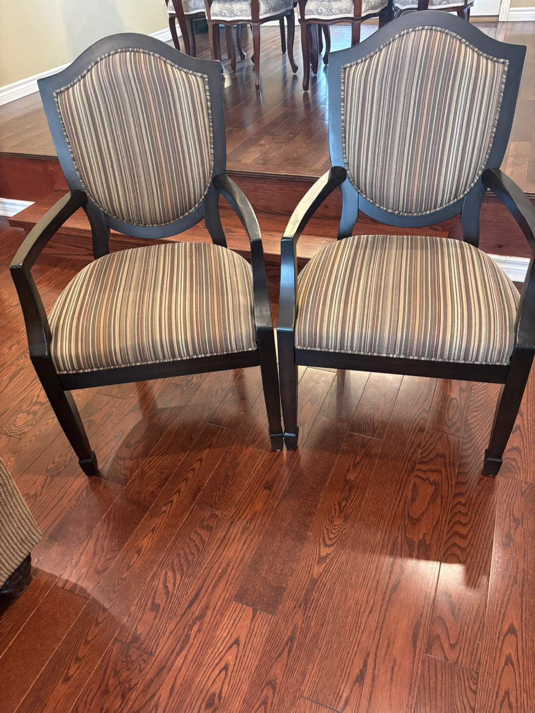 Armchairs with striped upholstery