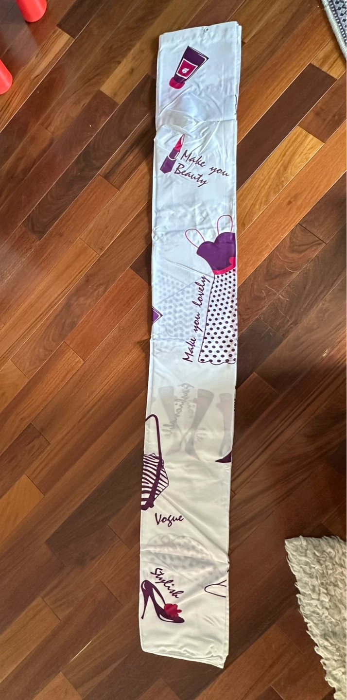 White Shower Curtain with Makeup and Dress Print - photo 3