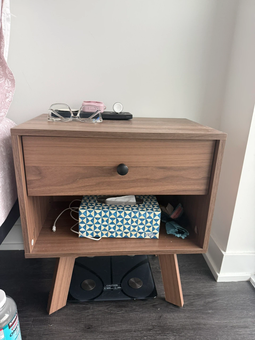 Wooden Nightstand with Drawer - photo 2