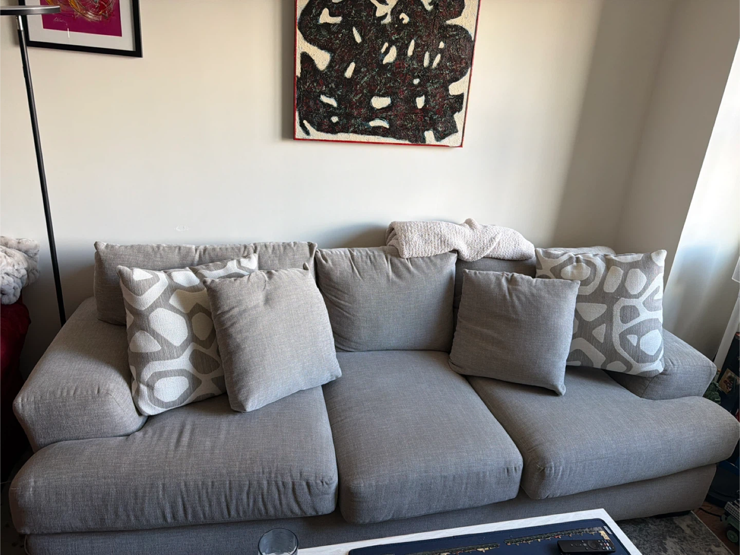 Grey Sectional Sofa with Decorative Pillows