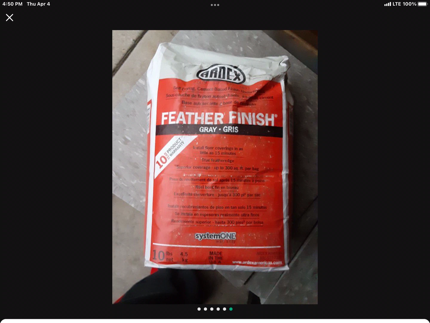 Ardex Feather Finish /Gray Cement Based Pack of 4 Bags