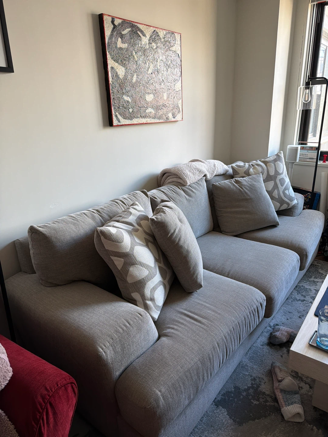 Grey Sectional Sofa with Decorative Pillows - photo 2
