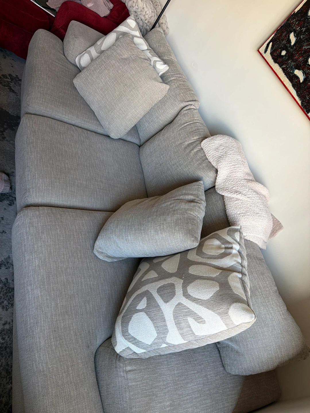 Grey Sectional Sofa with Decorative Pillows - photo 3
