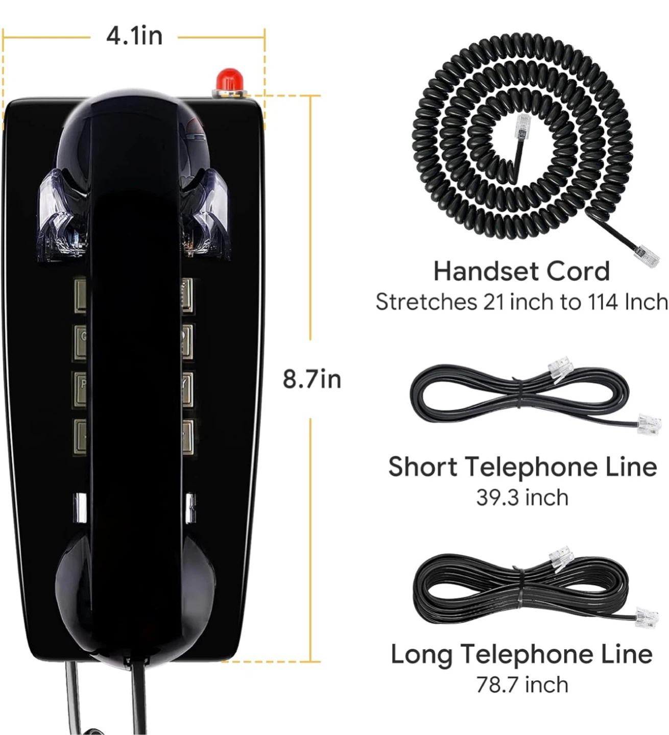 Black Wall Mount Rotary Dial Telephone