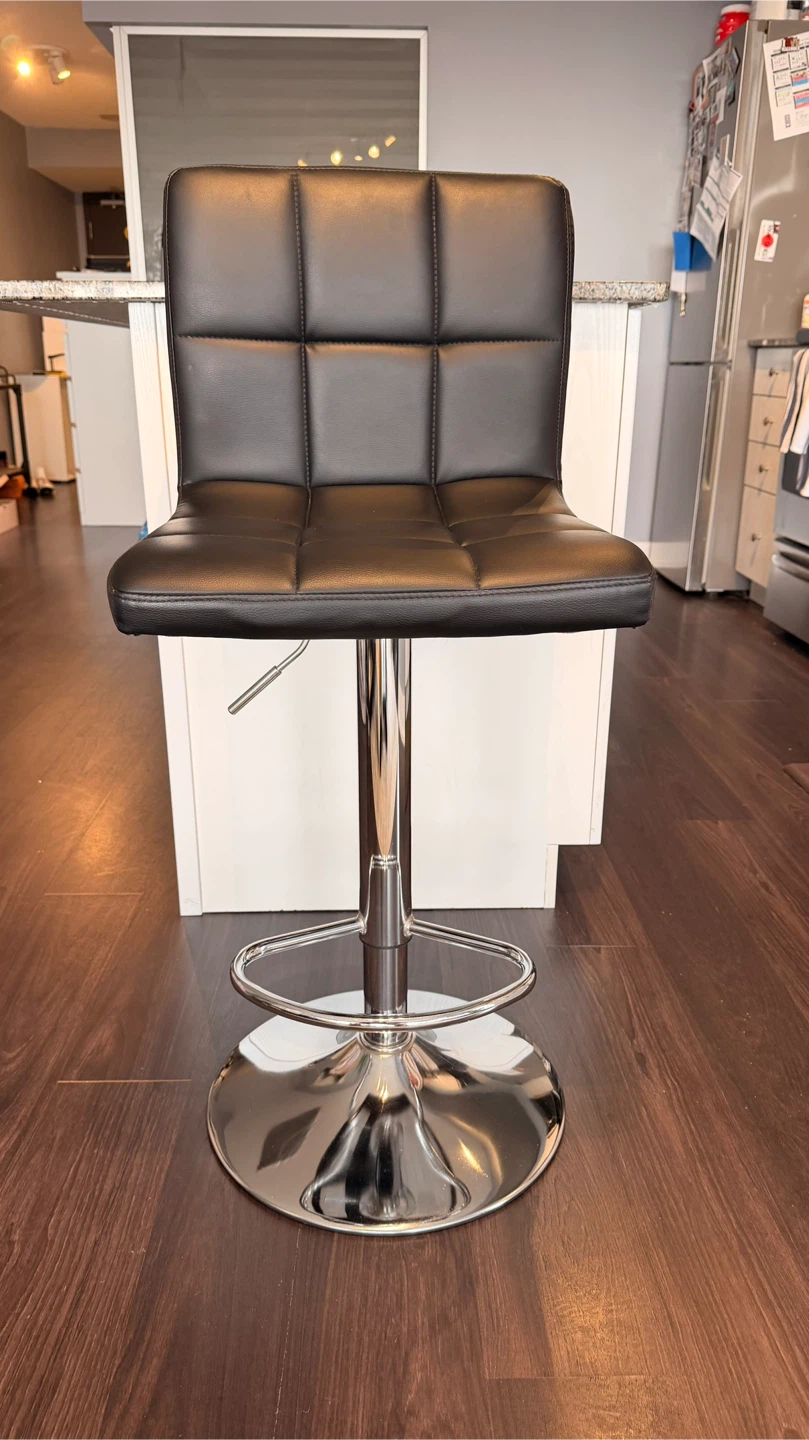 Adjustable Bar Stools (Black Faux Leather) - 1 Left! - photo 2