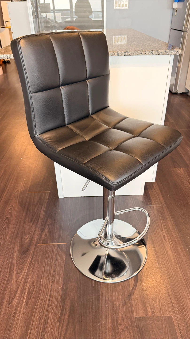 Adjustable Bar Stools (Black Faux Leather) - 1 Left! - photo 3