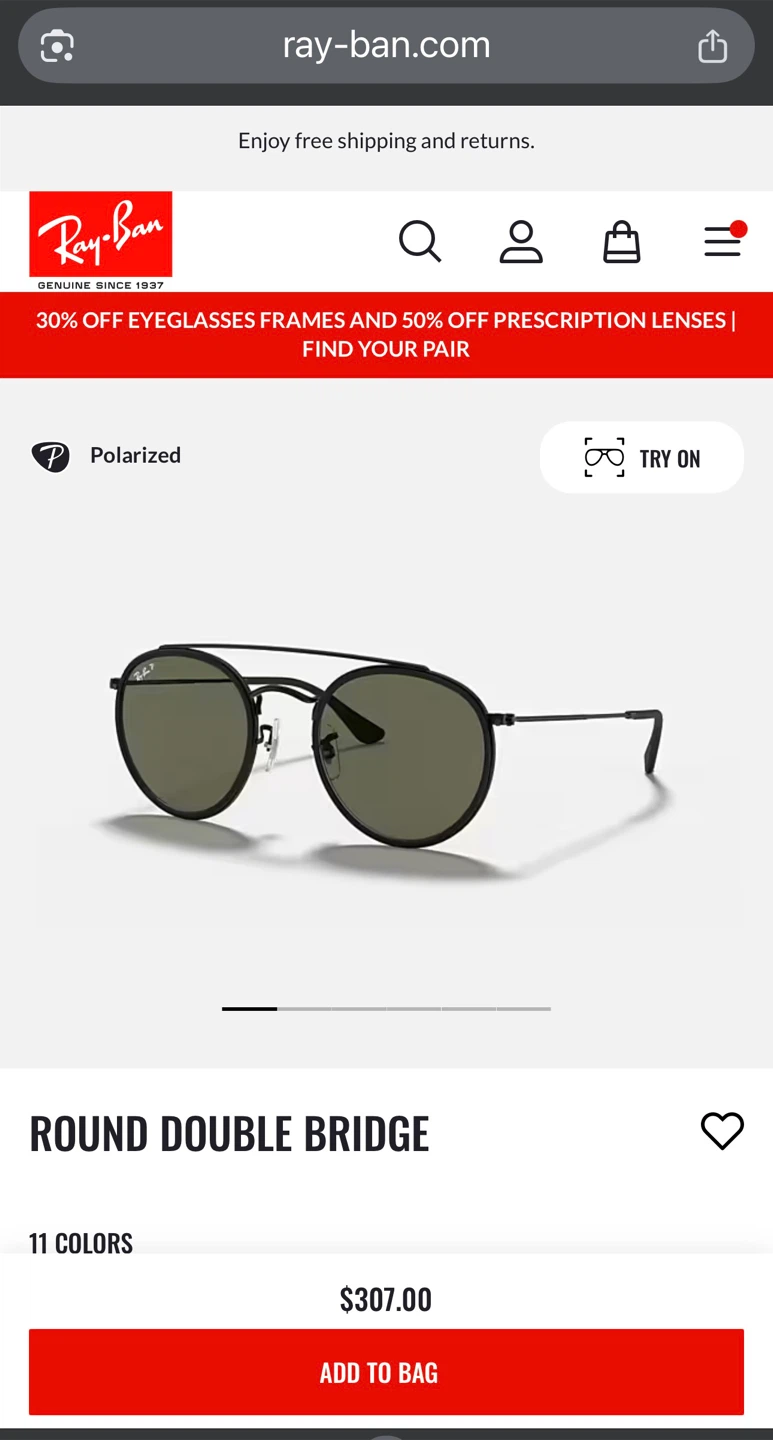 New in Box Ray-Ban Round Double Bridge Polarized. MADE IN ITALY - photo 2