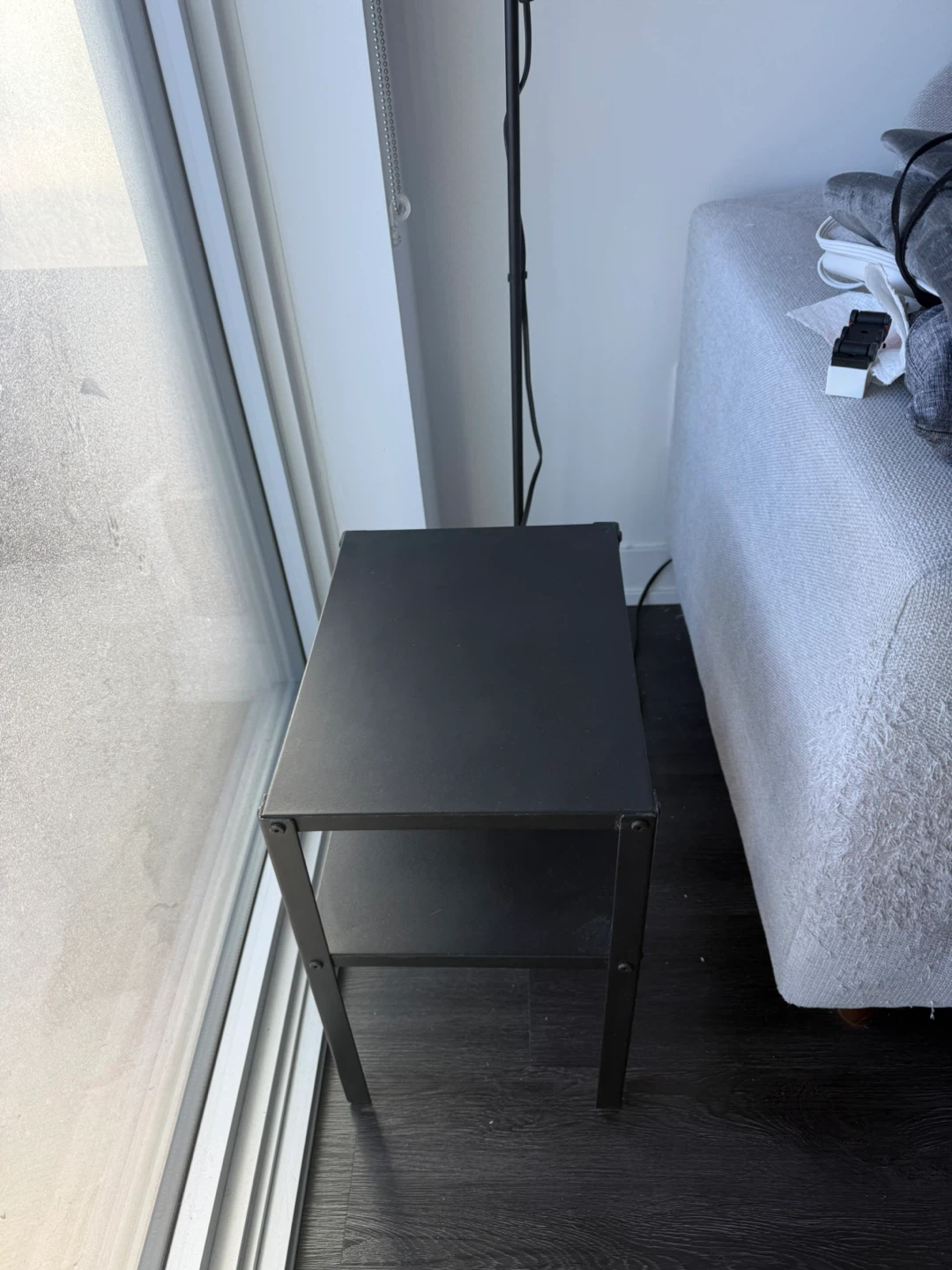 Black Metal Side Table with Shelf - photo 2
