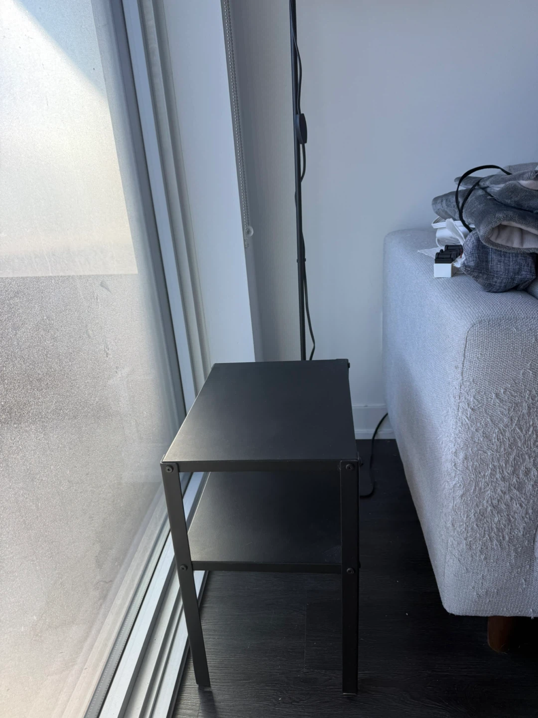 Black Metal Side Table with Shelf
