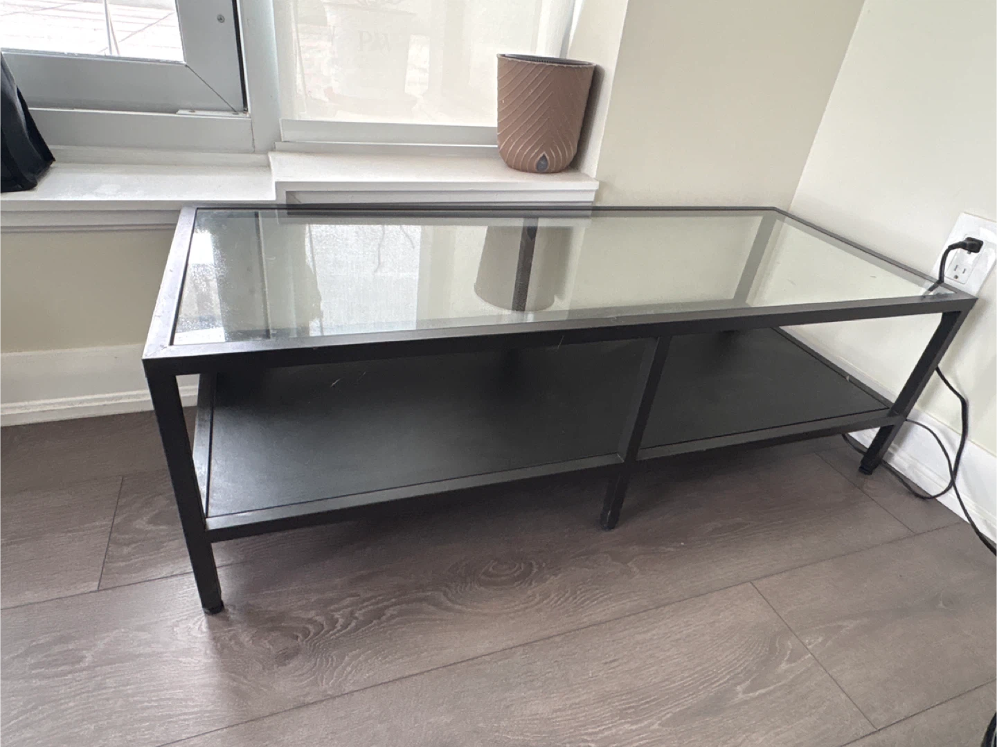 Black Metal and Glass Coffee Table - photo 2