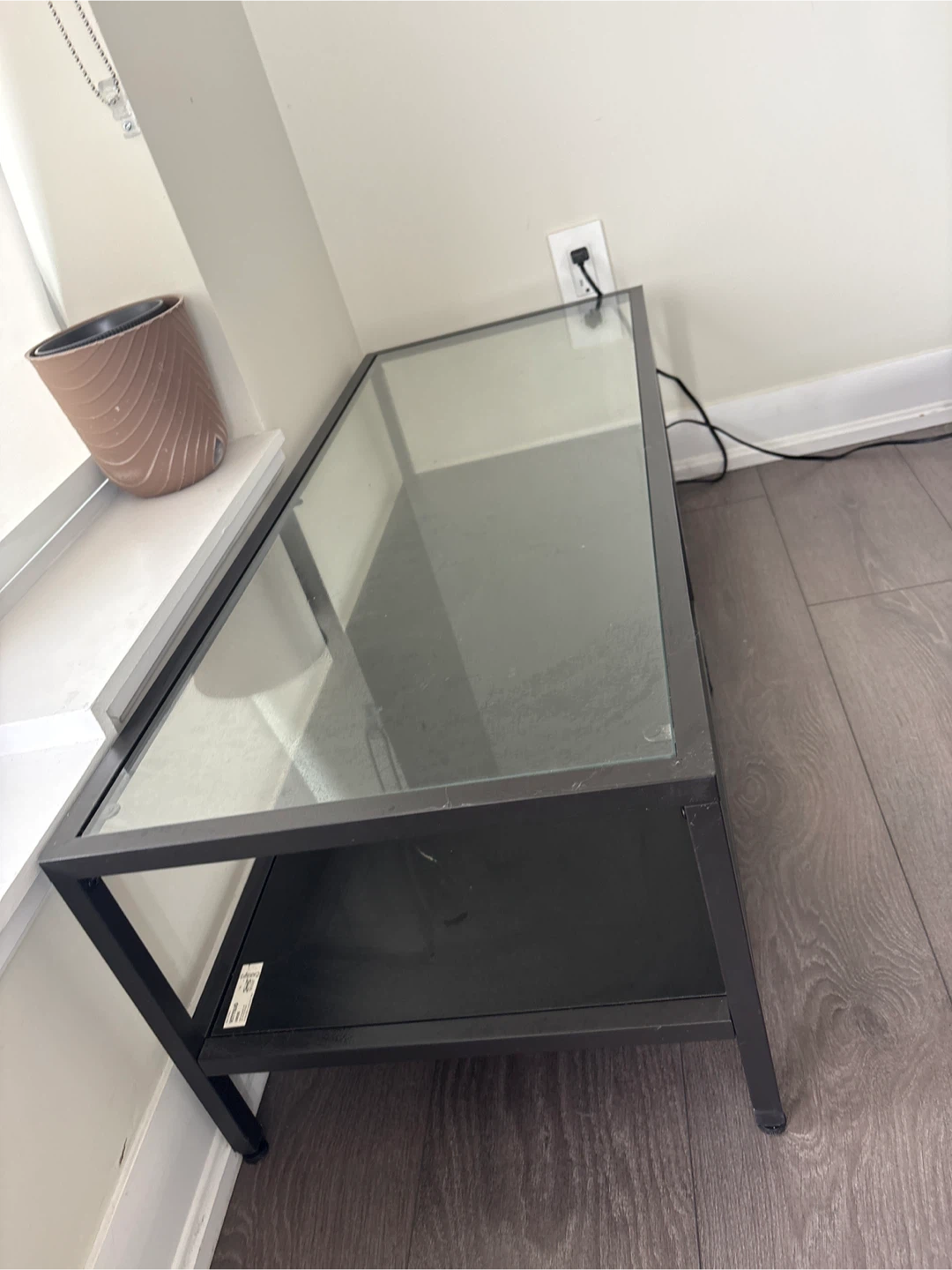 Black Metal and Glass Coffee Table