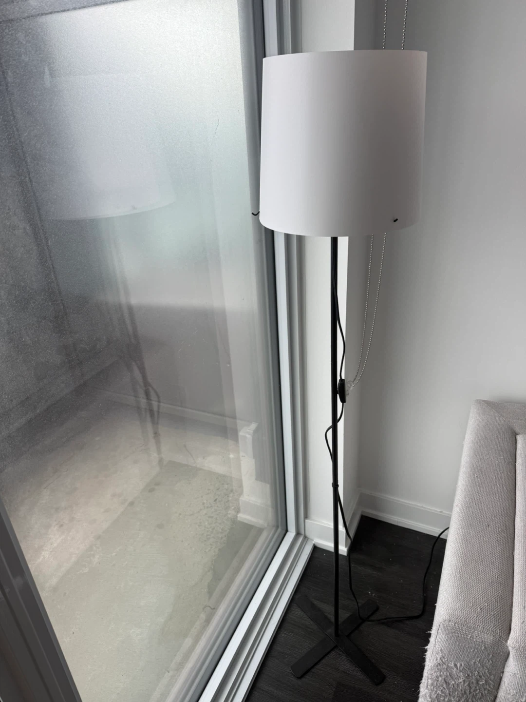 White Floor Lamp with Black Base