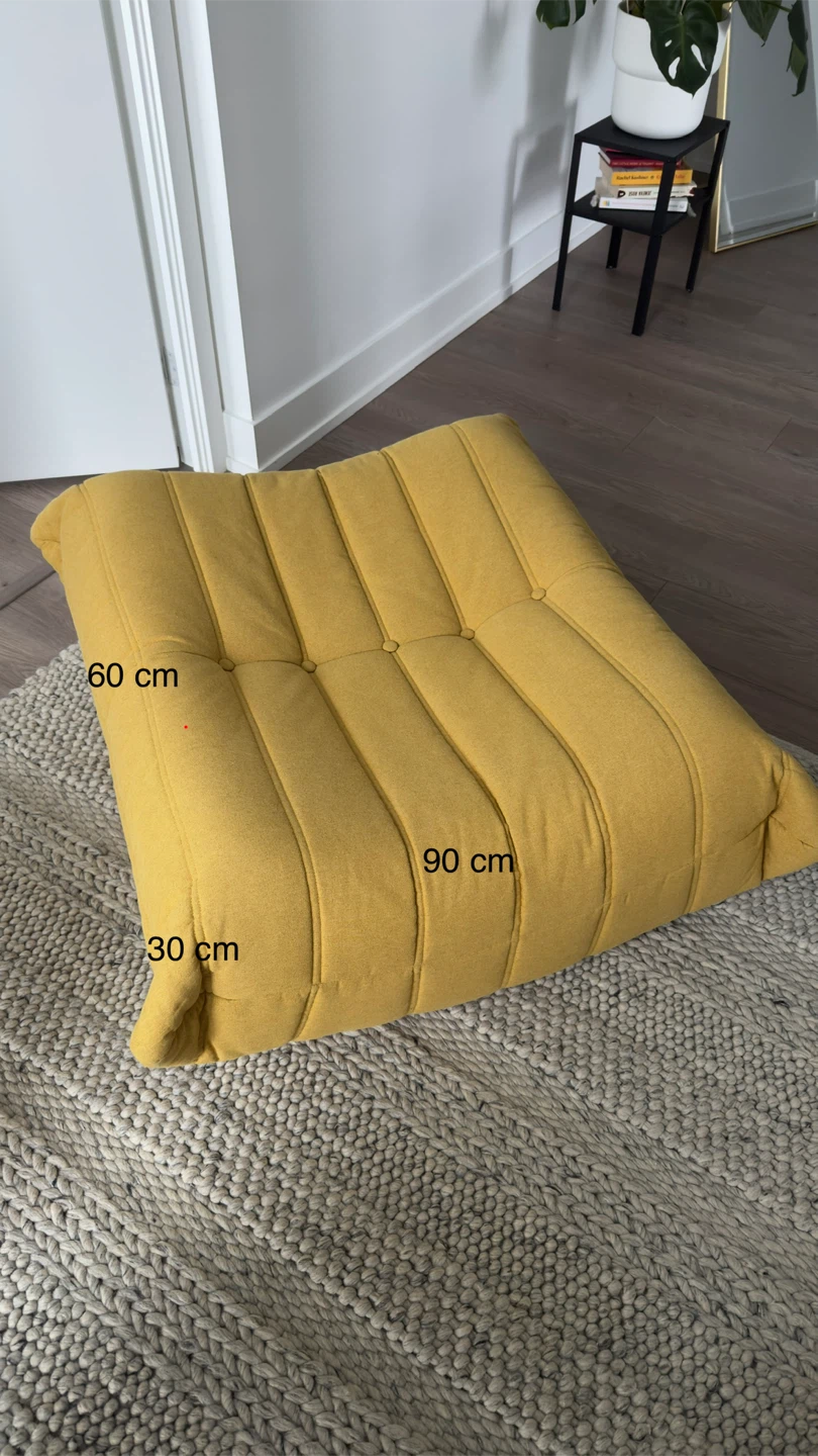 Yellow Ottoman/Beanbag - 90 x 60 x 30 cm