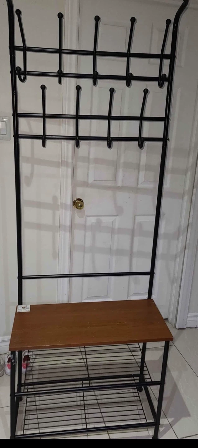 Hall Tree Coat Rack with Bench and Shoe Rack - photo 3