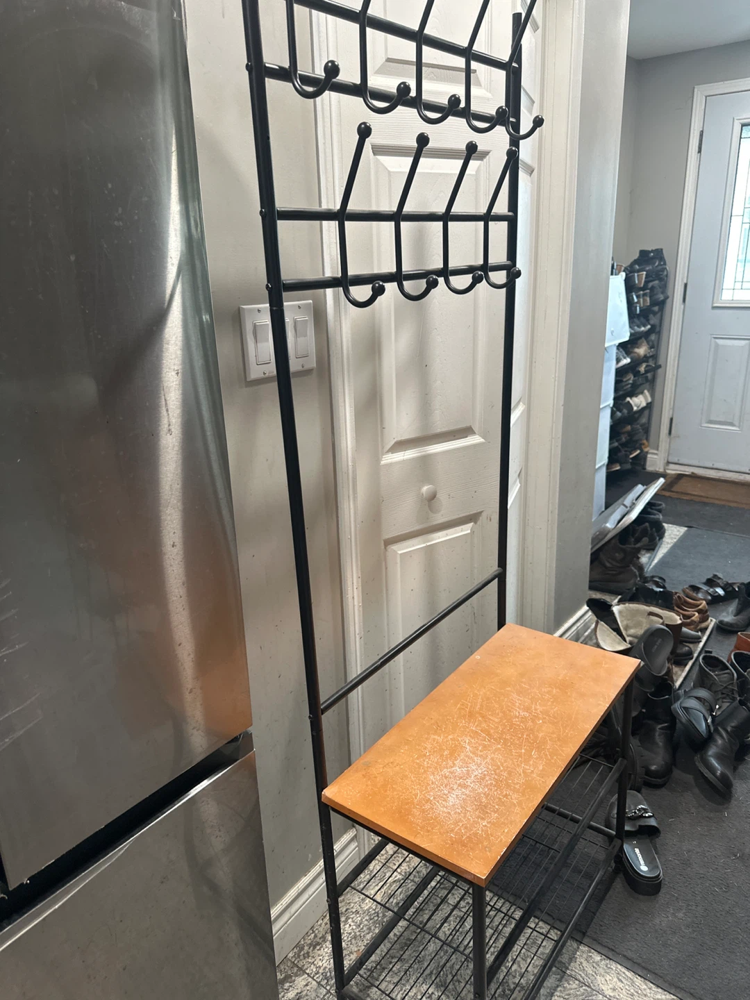 Hall Tree Coat Rack with Bench and Shoe Rack - photo 2