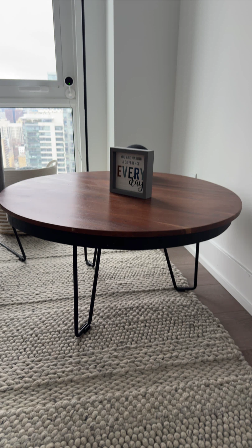 Round Wood Coffee Table - photo 3
