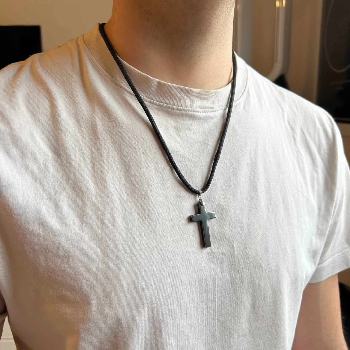 Dark Grey Cross Pendant Necklace