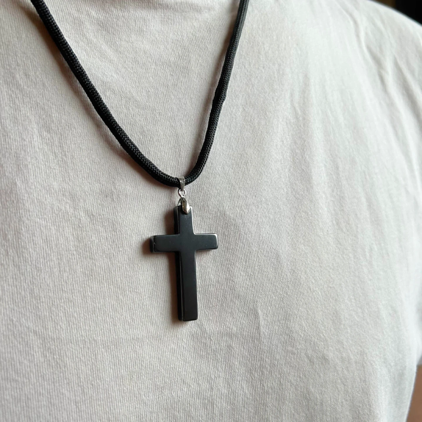 Dark Grey Cross Pendant Necklace - photo 3