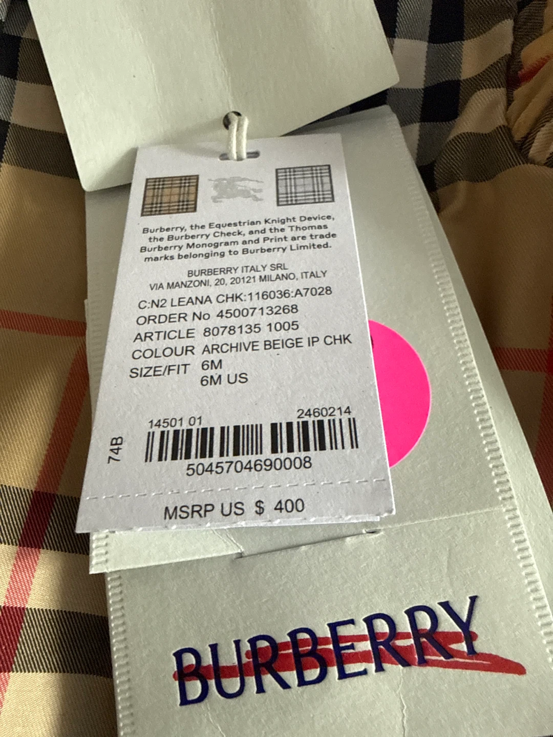 Burberry Baby Dress and Diaper Cover Set - 6M - photo 3