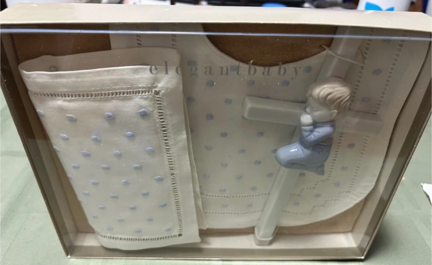Elegant Baby Christening Bib and Shawl Set - photo 2