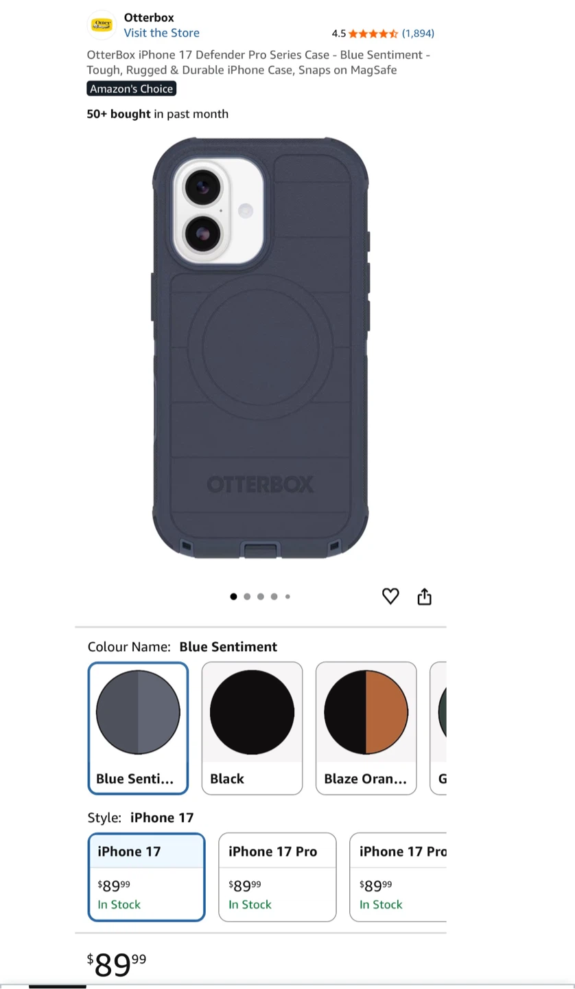 Otterbox Defender Pro Series iPhone 17 Case - Blue Sentiment