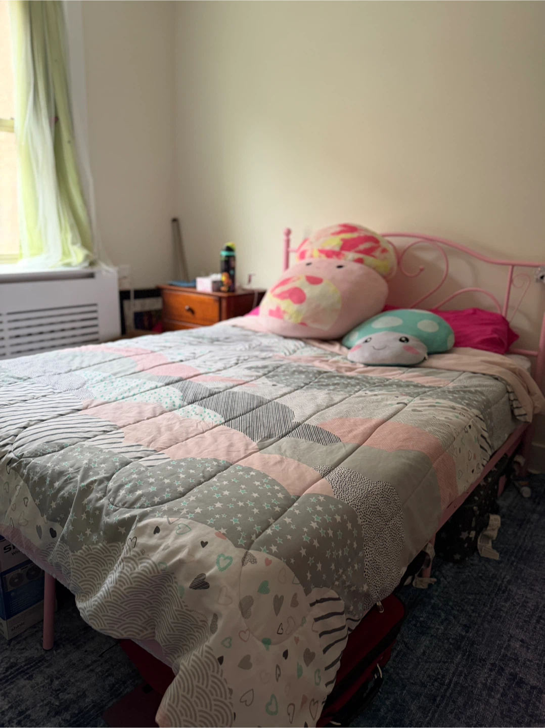 Pink Metal Twin Bed Frame with Heart Headboard - photo 5