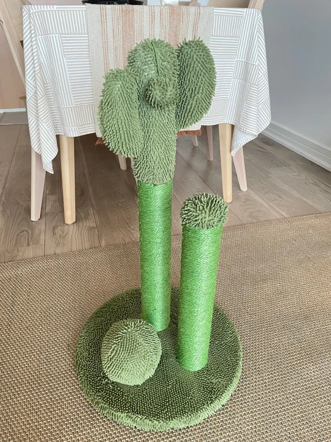Green Cactus Cat Scratching Post with Ball Toy