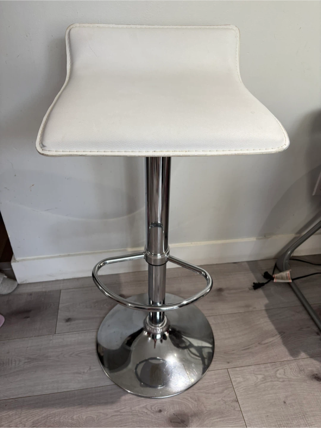 White Adjustable Bar Stool