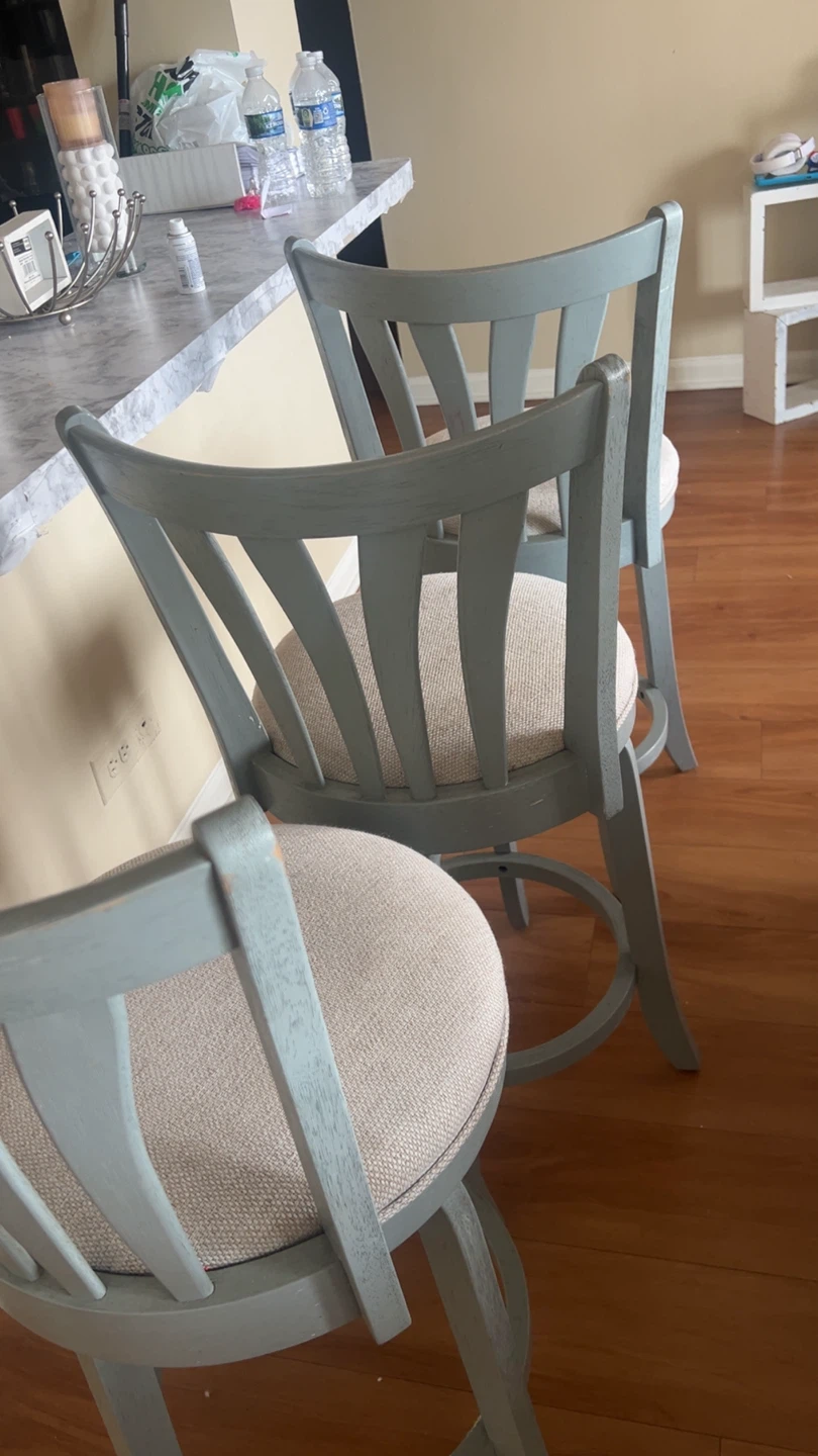 Set of 3 grey Swivel Bar Stools with Padded Seats
