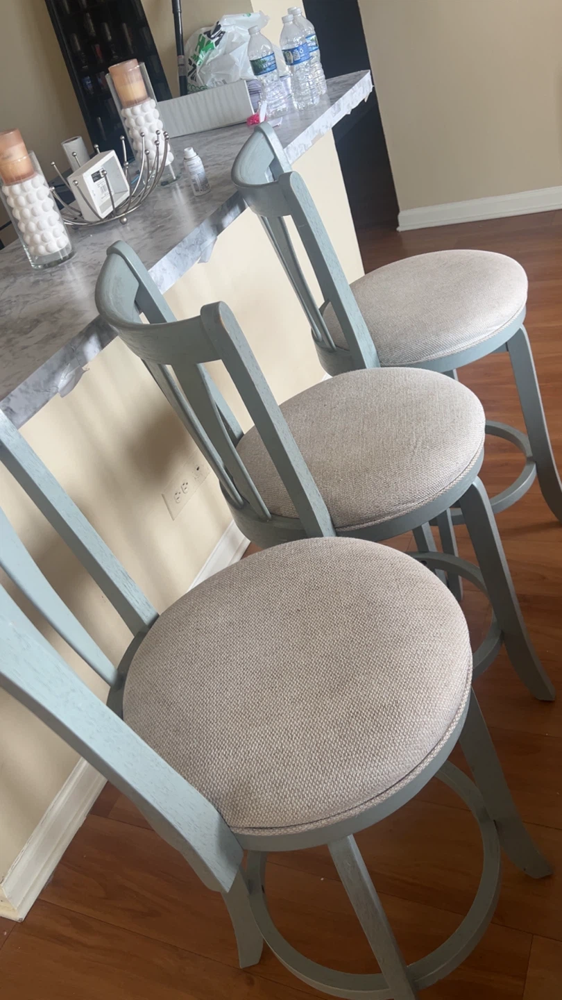 Set of 3 grey Swivel Bar Stools with Padded Seats - photo 2