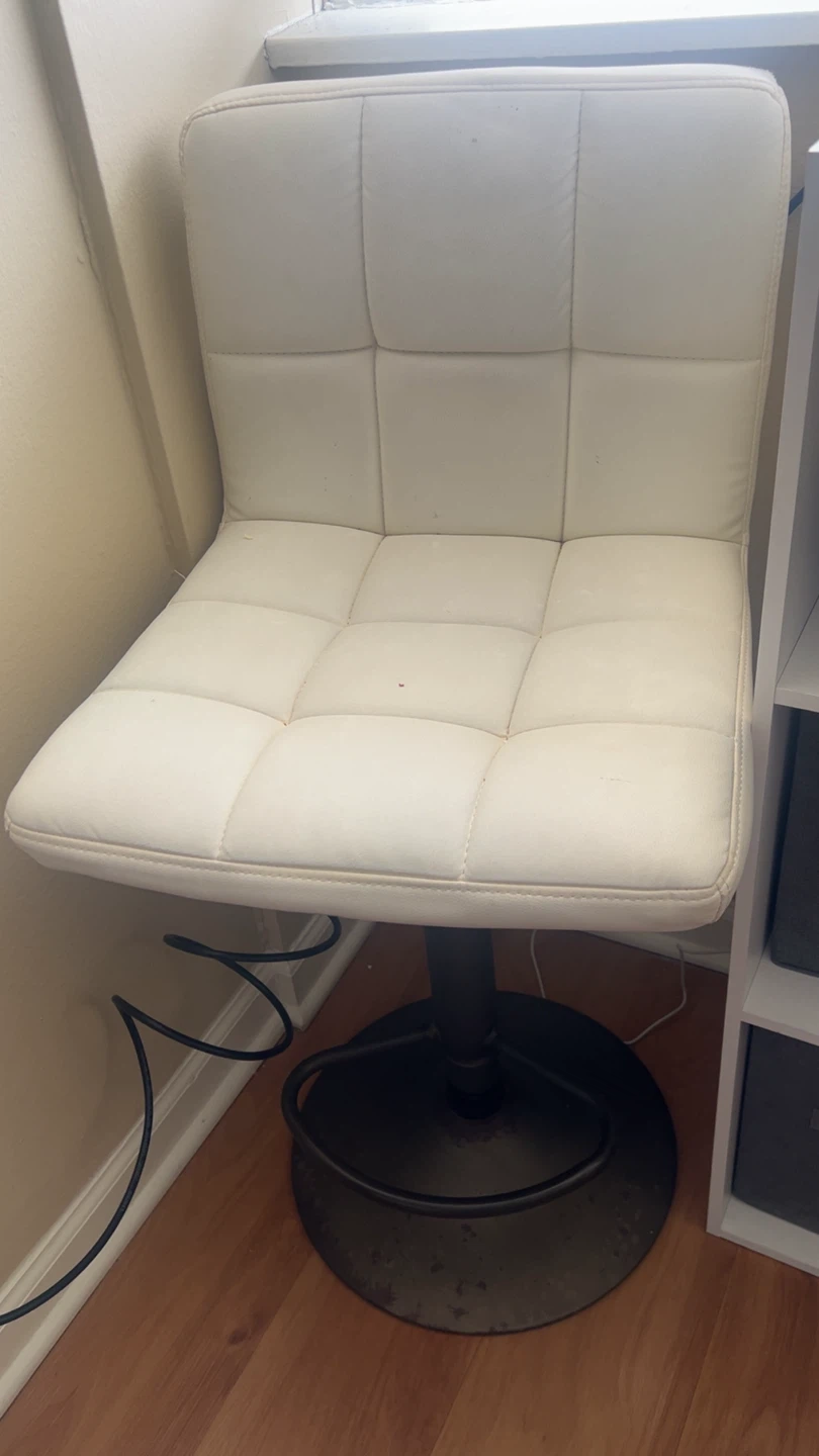 White Faux Leather Adjustable Bar Stool - photo 5