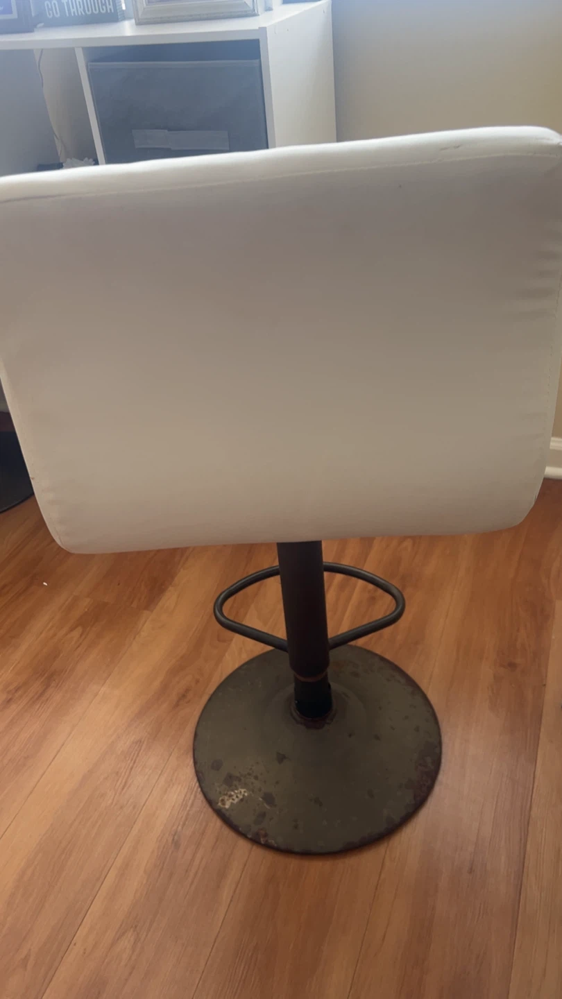 White Faux Leather Adjustable Bar Stool