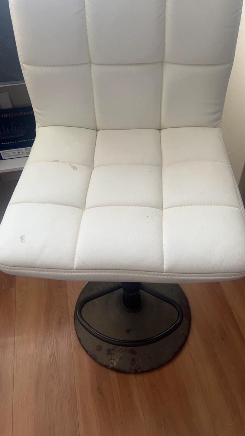 White Faux Leather Adjustable Bar Stool - photo 3