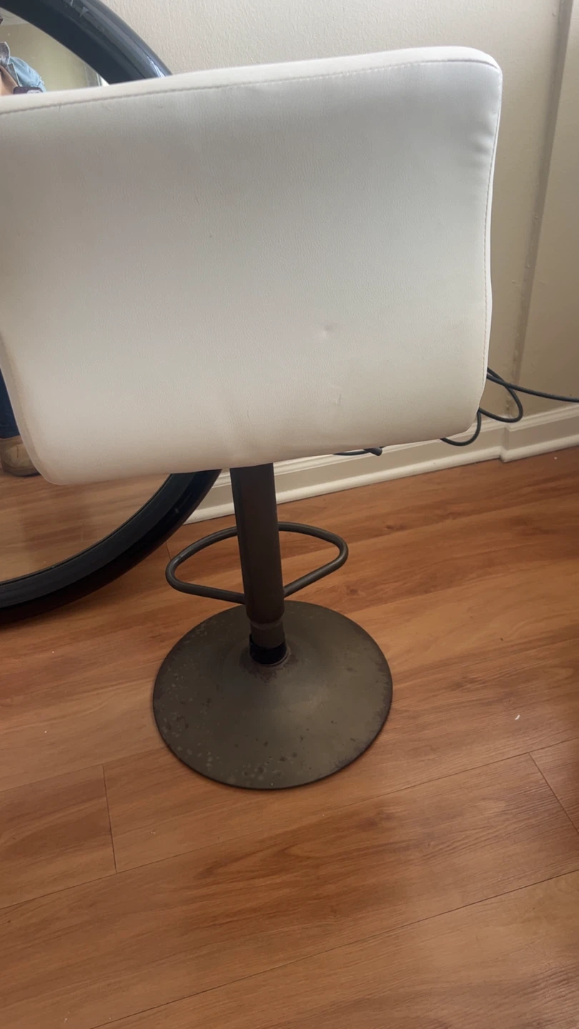 White Faux Leather Adjustable Bar Stool - photo 4