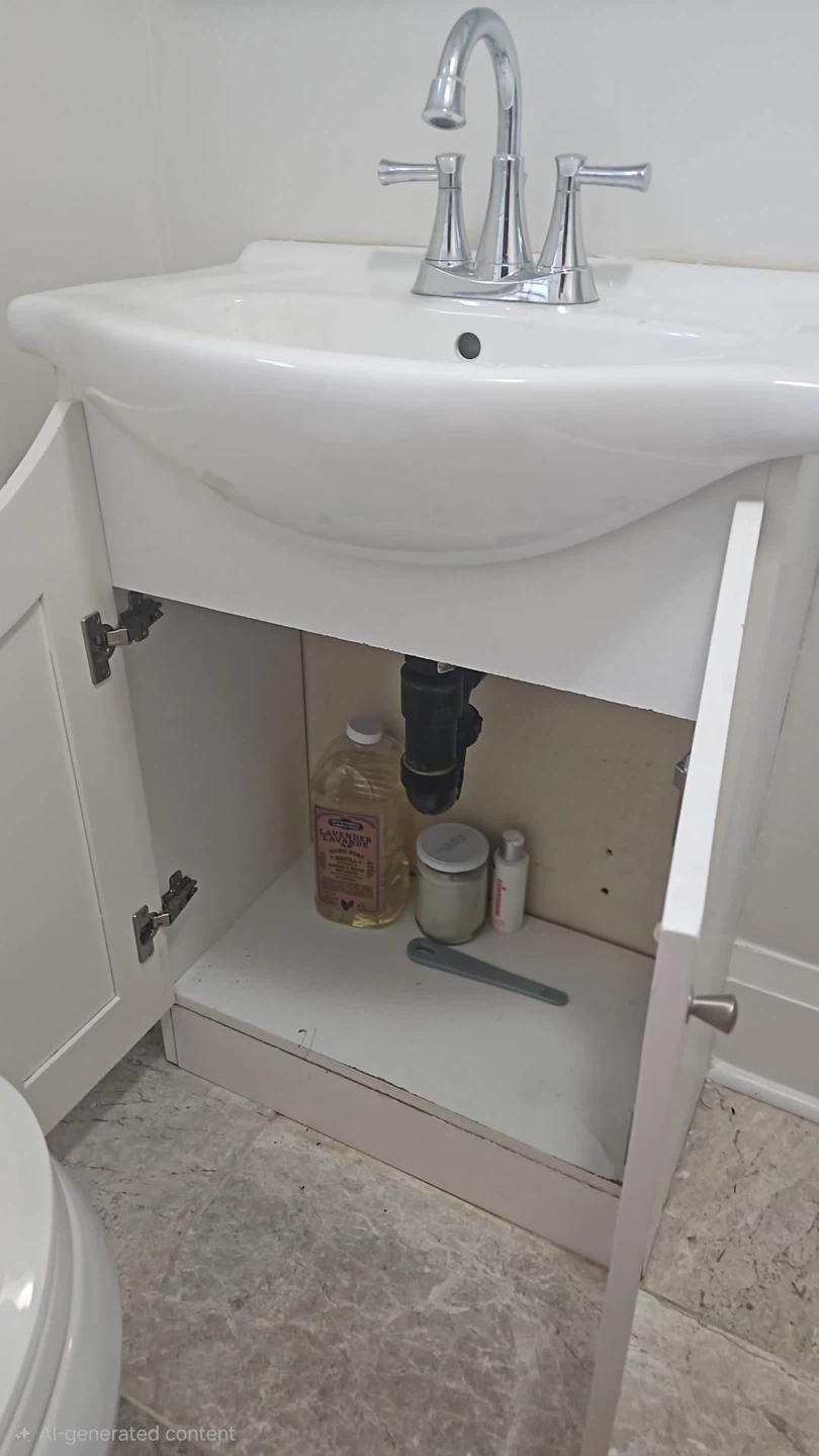 White Pedestal Bathroom Sink with Cabinet and Faucet - photo 2